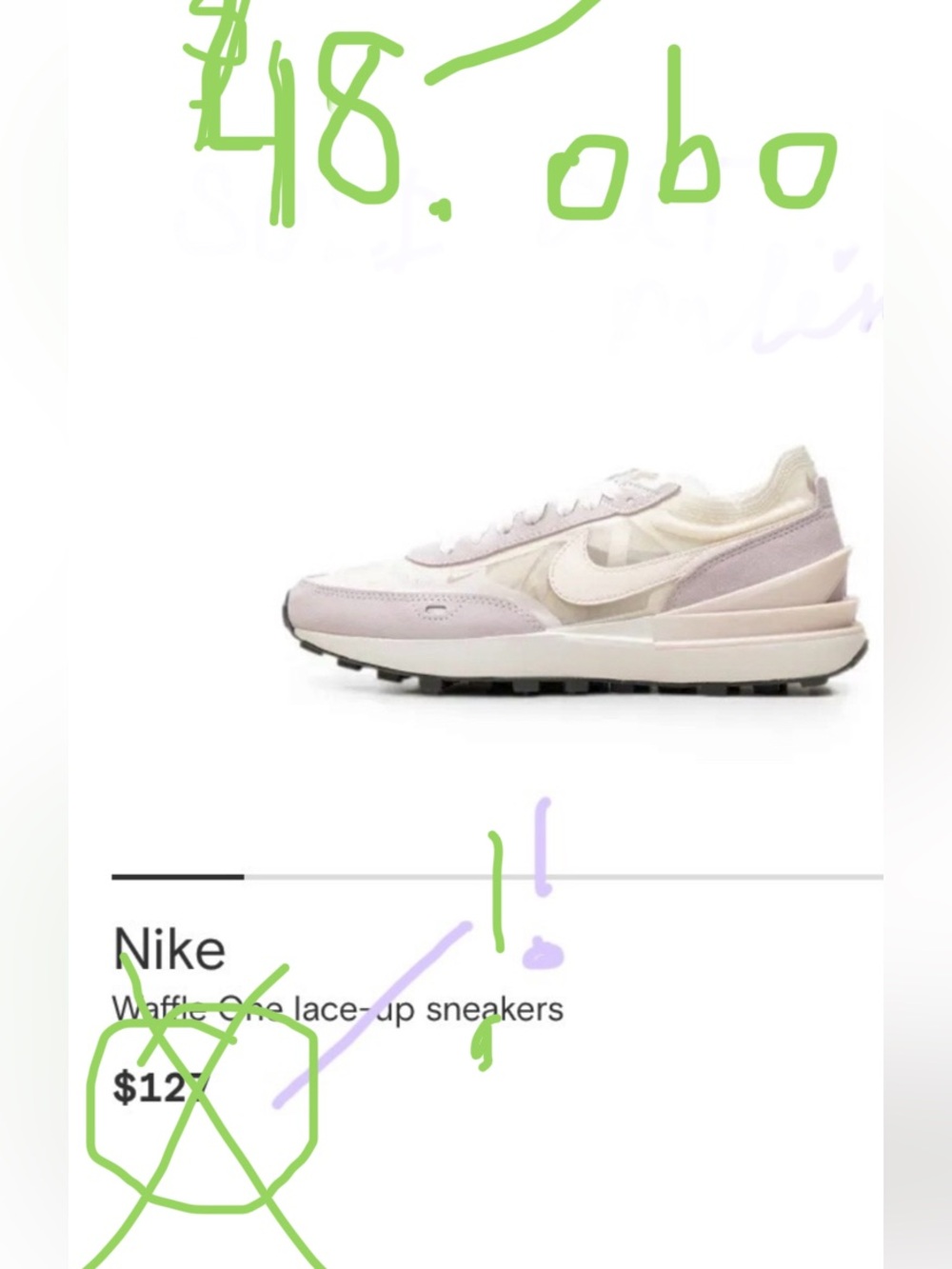 NEW Cond. Worn 2-3X NIKE Waffle One Soft-Heel Athletic Shoes